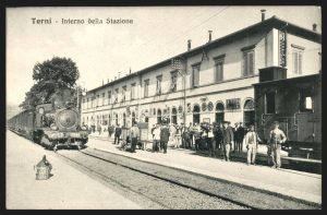 Terni, stazione ferroviaria e binari ai primi del '900