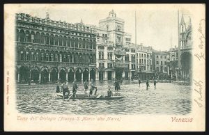 Venezia, Torre dell'orologio e acqua alta in piazza S. Marco nel 1903