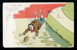 Una volata, cartolina grafica. Prima del 1906