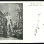 Una ragazza in costume nuziale siciliano, dalla collezione Pitrè. Viaggiata nel 1904