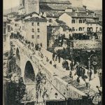Cividale del Friuli, panorama della città e del Ponte del Diavolo. 1903 circa