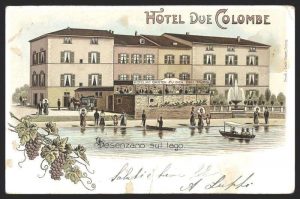 Acquerello dell' Hotel due colombe a Desenzano sul lago